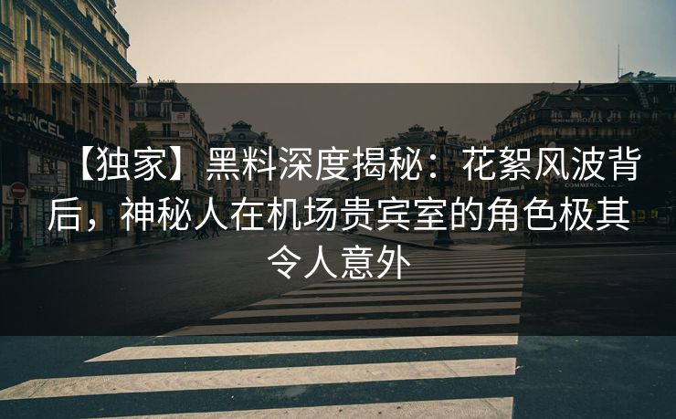 【独家】黑料深度揭秘：花絮风波背后，神秘人在机场贵宾室的角色极其令人意外