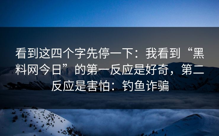 看到这四个字先停一下:我看到“黑料网今日”的第一反应是好奇,第二反应是害怕:钓鱼诈骗 看到这四个字先停一下:我看到“黑料网今日”的第一反应是好奇,第二反应是害怕:钓鱼诈骗