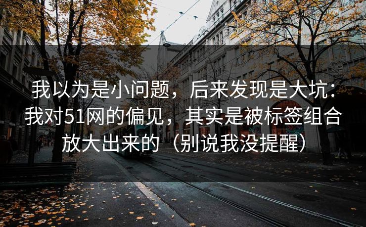 我以为是小问题，后来发现是大坑：我对51网的偏见，其实是被标签组合放大出来的（别说我没提醒）